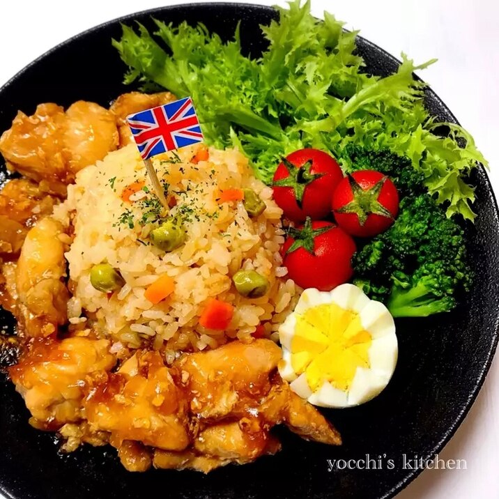 炊飯器で一発3品!照り玉チキンライス